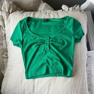 shein green cropped top (xs)